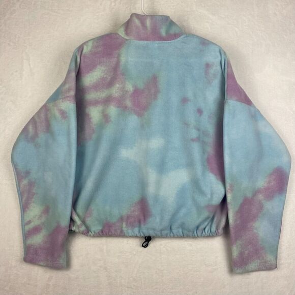 Peanuts Sweater Womens XXL 2XL Blue Tie Dye  Long Sleeve 1/4 Zip Crop Top Casual - Picture 3 of 10